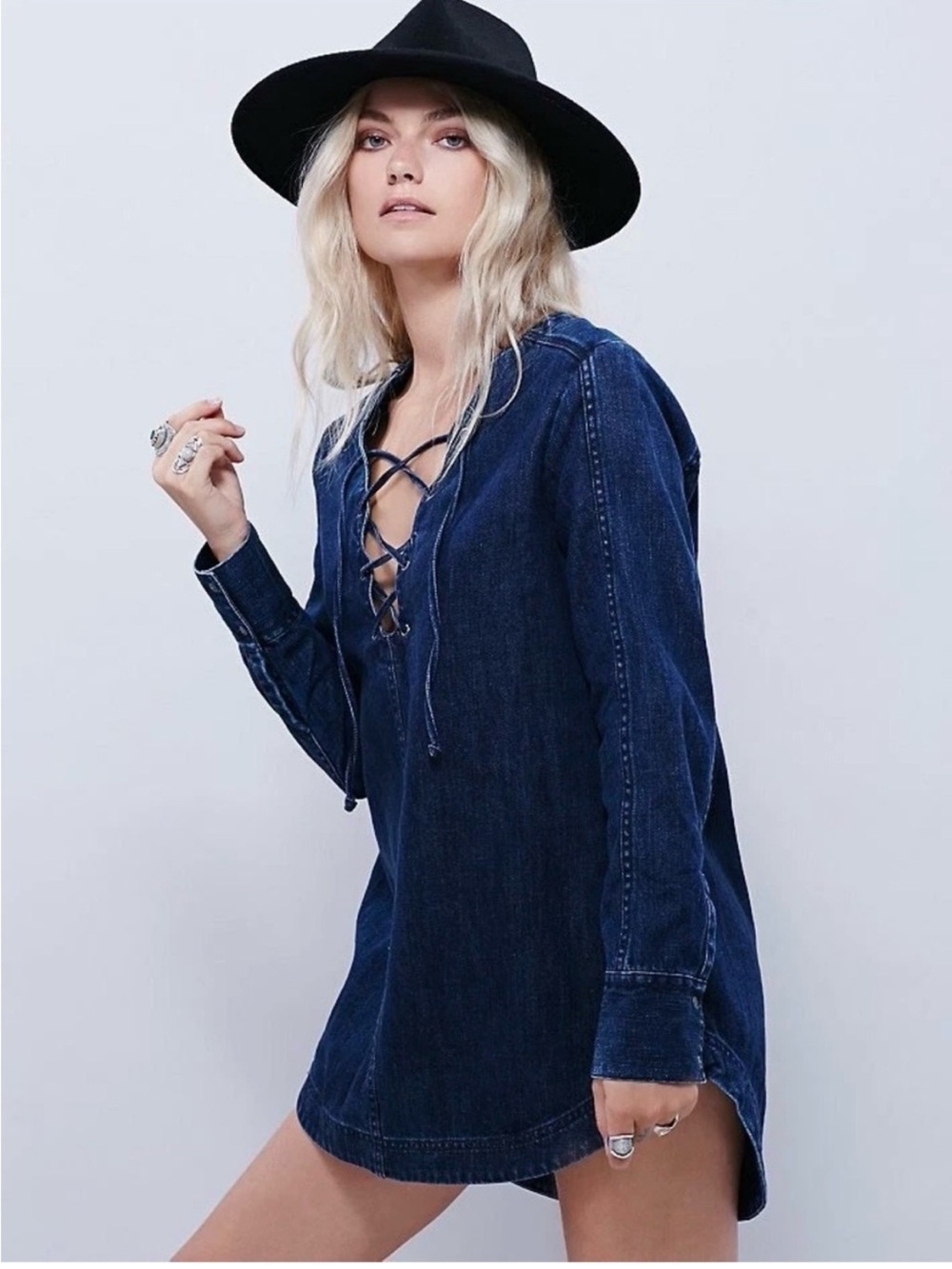 Free People Neapolitan Dreams Denim Tunic